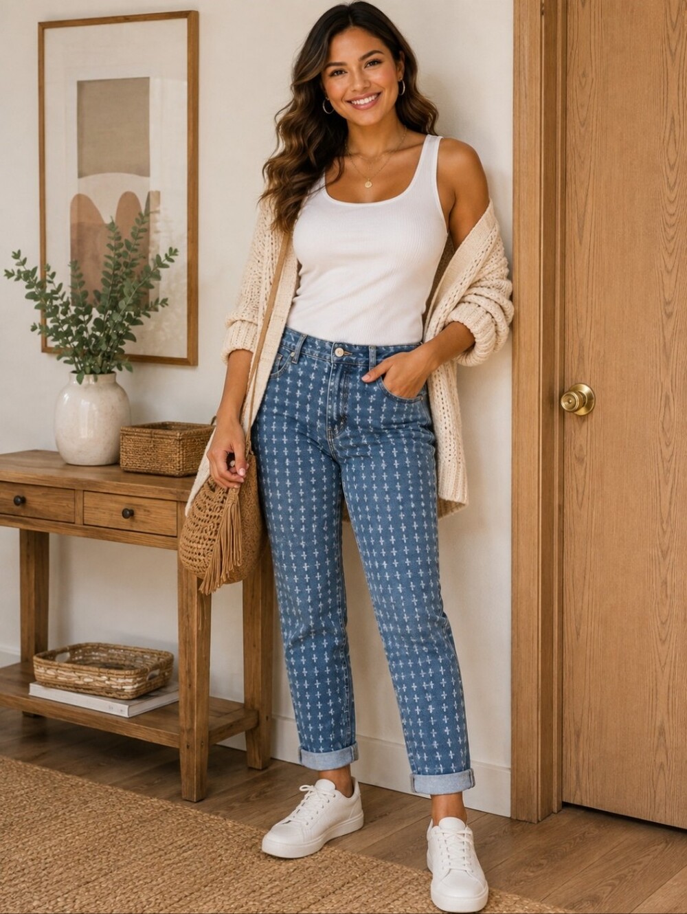 Pacsun Dads Jeans High-Rise Printed Blue Women's Jeans
